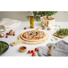 Set platou din lemn si cutit pentru servire pizza Livoo MES138