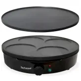 Aparat pentru clatite Techwood TCP-616, 1000W, placa reversibila 30cm, invelis antiaderent - HotPick