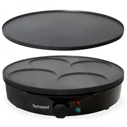 Aparat pentru clatite Techwood TCP-616, 1000W, placa reversibila 30cm, invelis antiaderent - HotPick