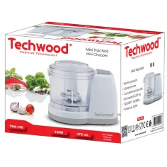 Mini Tocător Electric (Chopper) Techwood THA-150, 375 ml, Lame din Inox, 150W