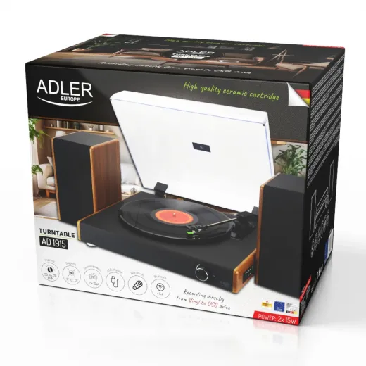 Pick-up Adler AD1915, 3 viteze, 7, 10, 12 inch, bluetooth, salvare pe stick, 2x5W - HotPick