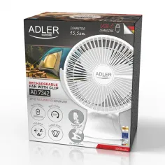 Ventilator portabil Adler AD7342w, 5W, 3000mAh, clip-on