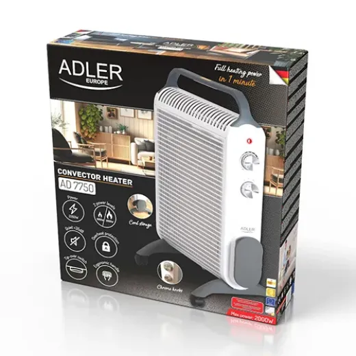 Convector electric Adler AD7750, 2000W, termostat, IP24 - HotPick