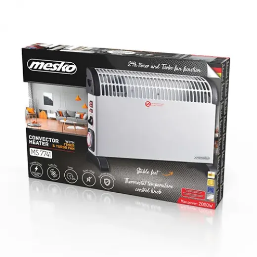 Convector electric Mesko MS7741W, 2000W, 3 trepte temperatura, termostat - HotPick