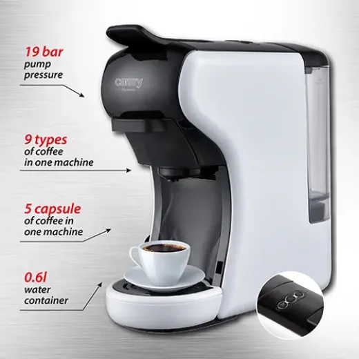 Espressor Camry CR 4414 potrivit pentru 9 tipuri de capsule - HotPick