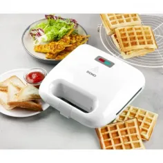 Aparat de sandwich 3 in 1 Domo DO1090C cu placi interschimbabile, pentru pregatire sandwich, grill sau waffe, 750 W