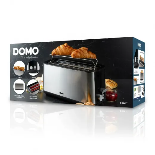 Prăjitor de pâine din inox DOMO DO967T, pentru 4 felii, 1350W - HotPick