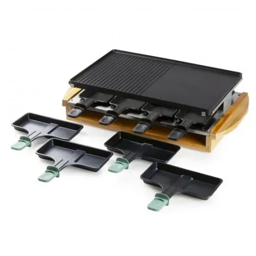Gratar raclette Bambus pentru 8 persoane Domo DO9246G, 1200 W - HotPick Gratar raclette Bambus pentru 8 persoane Domo DO9246G, 1200 W - HotPick