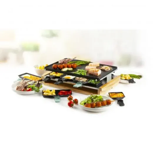 Gratar raclette Bambus pentru 8 persoane Domo DO9246G, 1200 W - HotPick Gratar raclette Bambus pentru 8 persoane Domo DO9246G, 1200 W - HotPick