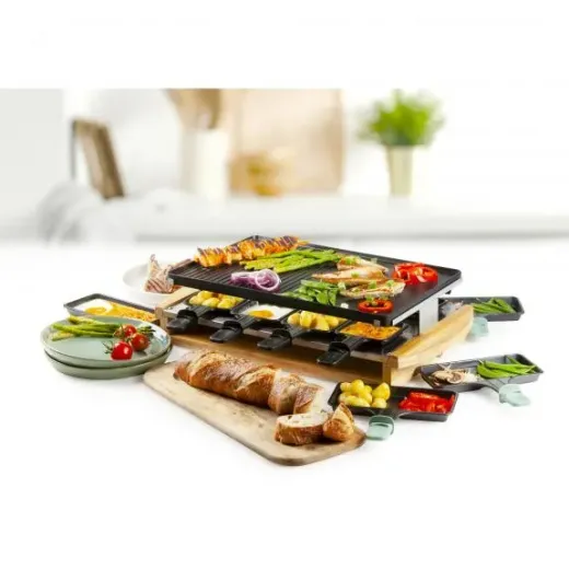 Gratar raclette Bambus pentru 8 persoane Domo DO9246G, 1200 W - HotPick Gratar raclette Bambus pentru 8 persoane Domo DO9246G, 1200 W - HotPick