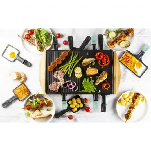 Gratar raclette Bambus pentru 8 persoane Domo DO9246G, 1200 W - HotPick Gratar raclette Bambus pentru 8 persoane Domo DO9246G, 1200 W - HotPick