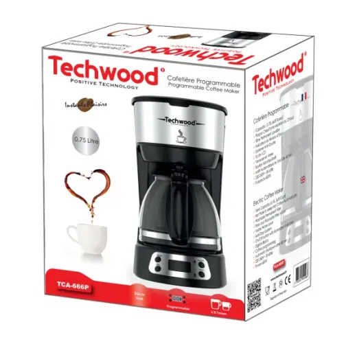 Cafetiera Techwood TCA-666P, programabila, 0.75L, 600W, mentinere cald - HotPick