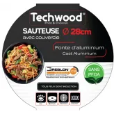 Tigaie saute Techwood TP-28SAU, 28cm, PFOA free, capac sticla - HotPick