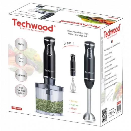 Blender vertical 3 in 1 Techwood TMS-9666, 600W, 500ml - HotPick