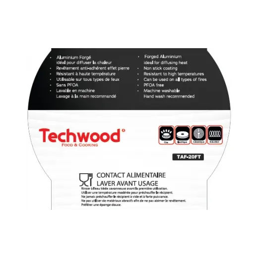 Oala Techwood TAF-20FT, 20cm, aluminiu forjat, PFOA free, marmorata, compatibilitate universala - HotPick