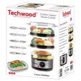 Aparat de gatit cu abur Techwood TCV-364, 6L, 3 cosuri, inox, 400W - HotPick