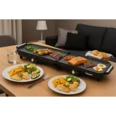 Gratar Teppan Yaki Techwood TTP-4545PL, pliabil, 90x23cm (2x45), 2200W, tava grasimi, termostat - HotPick