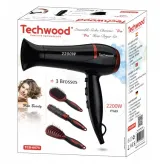 Set uscator de par si 3 perii Techwood TCO-6075, 3 trepte temperatura si 2 viteze, 2200W - HotPick