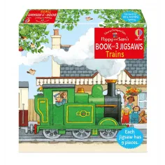 Set 3 Puzzle + Carte - Poppy and Sam's Book and 3 Jigsaws: Trains Usborne