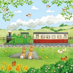 Set 3 Puzzle + Carte - Poppy and Sam's Book and 3 Jigsaws: Trains Usborne