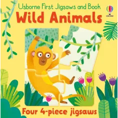 Set 4 Puzzle + Carte - First Jigsaws And Book: Wild Animals Usborne