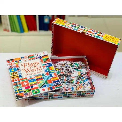 Set Puzzle 300 piese si Carte - Flags of the World Usborne Books - HotPick