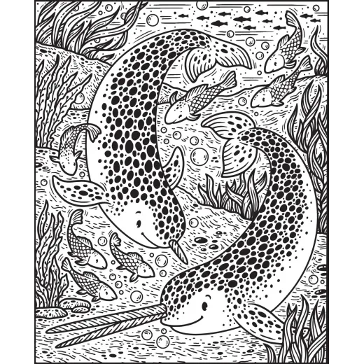 Narwhals and Other Sea Creatures Magic Painting Book Usborne - HotPick