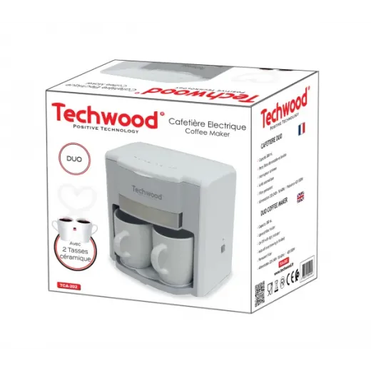 Cafetiera DUO Techwood TCA-202, 0.6L, 2 cani ceramice - HotPick