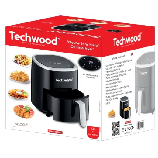 Friteuza cu aer cald Techwood TFR-358SHD, 3.5L, 1200W, 8 programe, 80 - 200 °C - HotPick