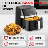 Friteuza cu aer cald Techwood TFR-806SHD, 8L, 1700W, 8 programe, pana la 200°c - HotPick