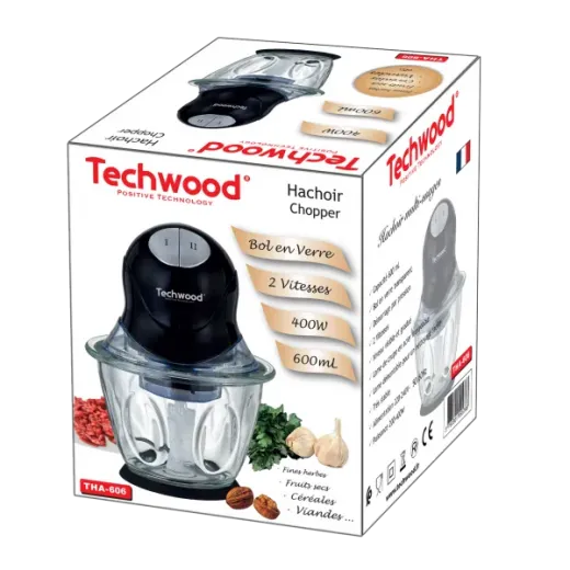 Tocator electric Techwood THA-606, 600ml, 200-400W, sticla - HotPick